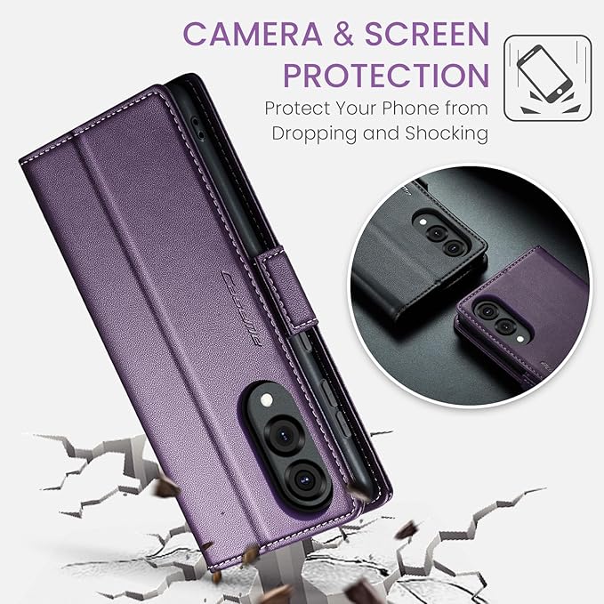 for Samsung Galaxy S25 Edge Case, Premium PU Leather Wallet Case Flip Cover with [RFID Blocking][Card Holder][Stand Function] Shockproof Protective for Samsung Galaxy S25 Edge, Purple