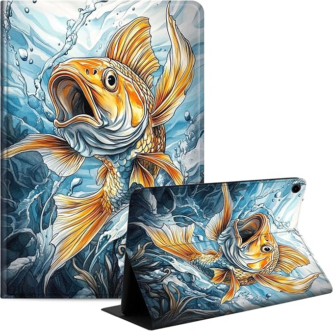 Case for Samsung Galaxy Tab A9+/A9 Plus 11” 2023 Model (SM-X210/X216/X218), Slim PU Leather Stand Cover with Auto Wake/Sleep, Multi-Angle Viewing & Shockproof, Angry Carp