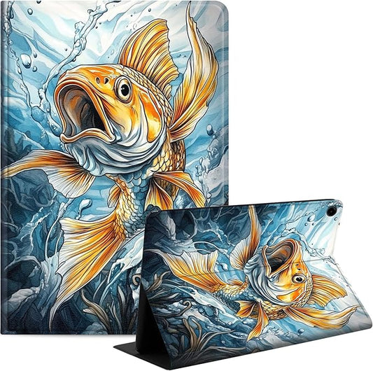 Case for Samsung Galaxy Tab A9 8.7-Inch 2023, Slim PU Leather Stand Cover with Auto Wake/Sleep, Multi-Angle Viewing & Shockproof, Angry Carp