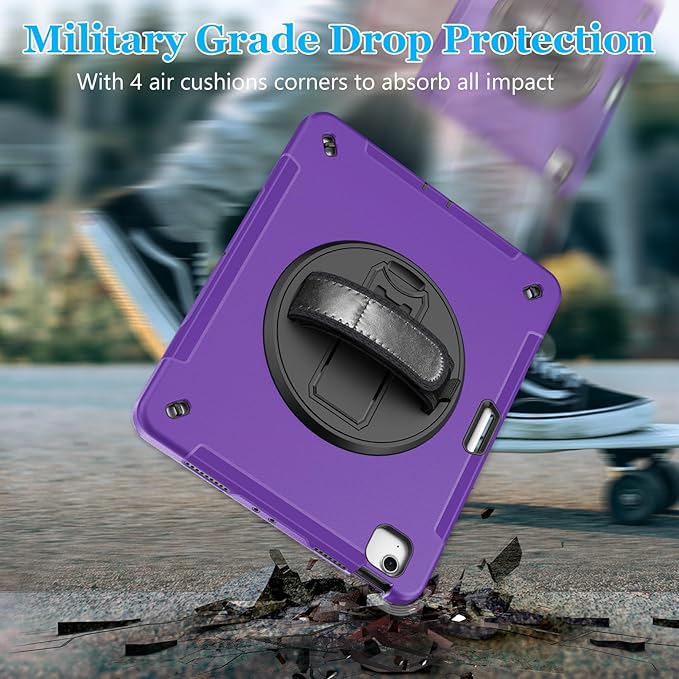Case for iPad Air 13 Inch M3 2025 & M2 2024: Military Grade Cover for iPad Pro 12.9 6th/5th/4th/3rd Generation W/Screen Protector- Stand- Pencil Holder- Handle- Shoulder Strap- Purple