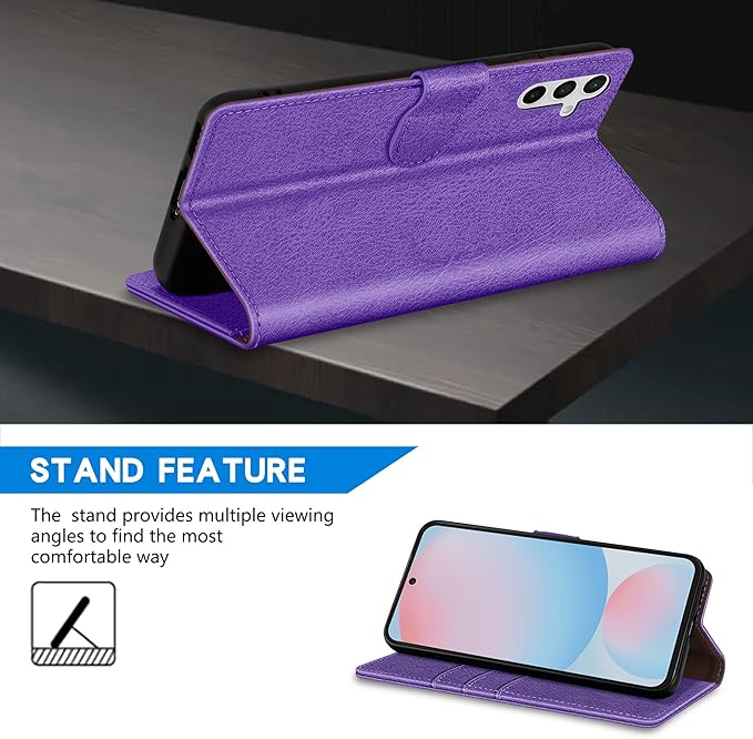 ZZXX for Samsung Galaxy S25 Plus Wallet Case with [RFID Blocking] Card Slot Kickstand Magnetic Closure Leather Flip Fold Protective Phone Case for Galaxy S25 Plus 5G Case Wallet(Purple-6.6 inch)