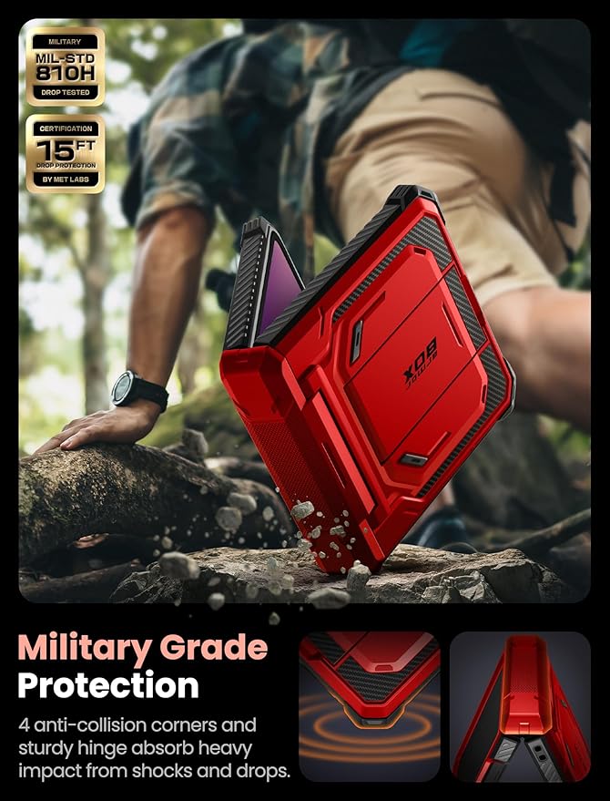 i-Blason for Samsung Galaxy Z Flip 7 Case with Stand, [Tempered Glass Screen Protector] [Hinge Protection] [Belt-Clip], Full-Body Military Protection Phone Case for Samsung Z Flip 7, Armorbox, Red