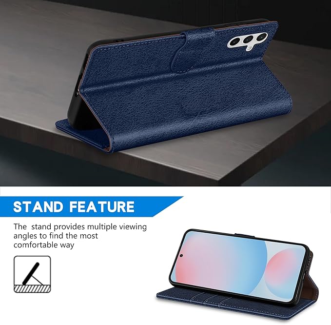 ZZXX for Samsung Galaxy S25 Wallet Case with [RFID Blocking] Card Slot Kickstand Magnetic Closure Leather Flip Fold Protective Phone Case for Samsung Galaxy S25 5G Case Wallet(Blue-6.2 inch)