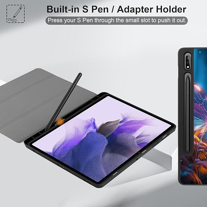 Case for Samsung Galaxy Tab S8 2022 & S7 2020, Shockproof Tablet Case for Samsung Tab S8/S7 11 inch with Auto Sleep/Wake & Trifold Stand & Soft TPU Back Cover, Glitter Butterfly