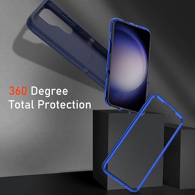 for Samsung Galaxy S23+ Plus Case with [2 Pack] HD Screen Protector, [Military-Grade] Shockproof Dust/Drop Proof 3-Layer Full Body Protection Heavy Duty Case for Galaxy S23 Plus, Navy