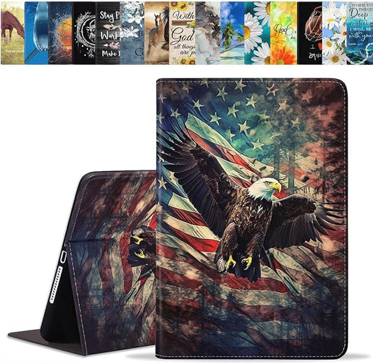 Case for Samsung Galaxy Tab A9 Plus 11 Inch 2023 Model (SM-X210/X216/X218), Slim Lightweight PU Leather Stand Cover with Auto Wake/Sleep, American Flag Bald Eagle