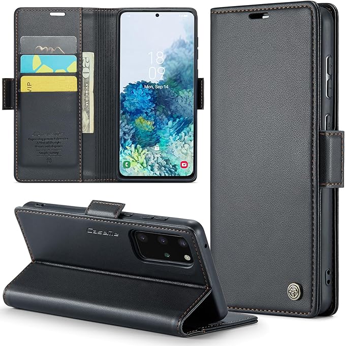Case for Samsung Galaxy S20 Plus Wallet Case, RFID Blocking PU Leather Flip Folio Cover Card Holder Kickstand Shockproof Phone Case Compatible with Samsung Galaxy S20 Plus, Black