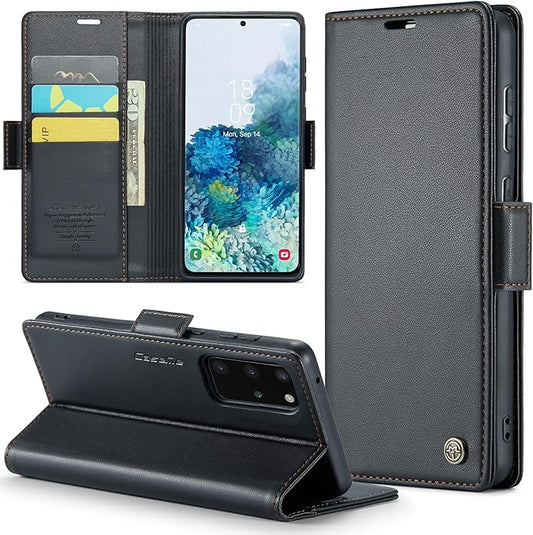 Case for Samsung Galaxy S20 Plus Wallet Case, RFID Blocking PU Leather Flip Folio Cover Card Holder Kickstand Shockproof Phone Case Compatible with Samsung Galaxy S20 Plus, Black