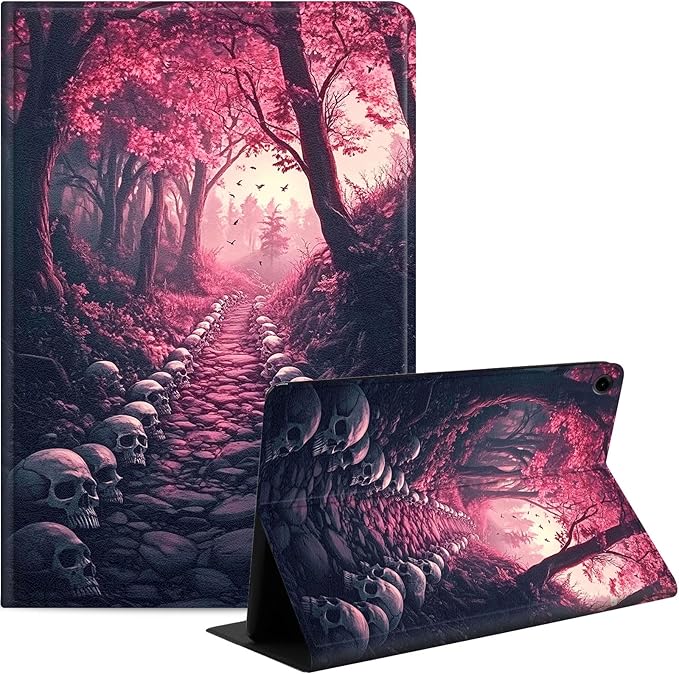 Case for Samsung Galaxy Tab A9 8.7-Inch 2023, Slim PU Leather Stand Cover with Auto Wake/Sleep, Multi-Angle Viewing & Shockproof, Skulls Leading