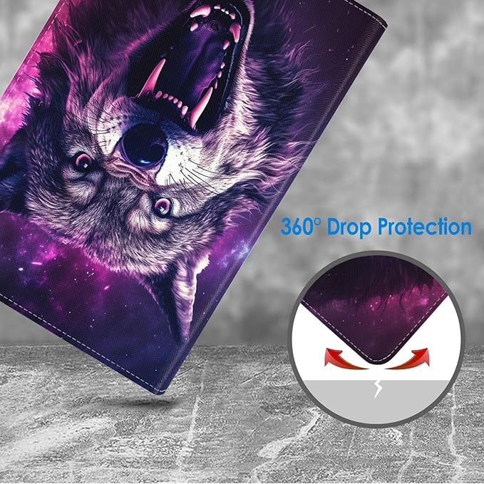 Case for Samsung Galaxy Tab A 10.1 2019 (SM-T510/T515/T517), Slim Lightweight PU Leather Stand Cover with Auto Wake/Sleep for Galaxy Tab A 10.1 Inch, Wolf