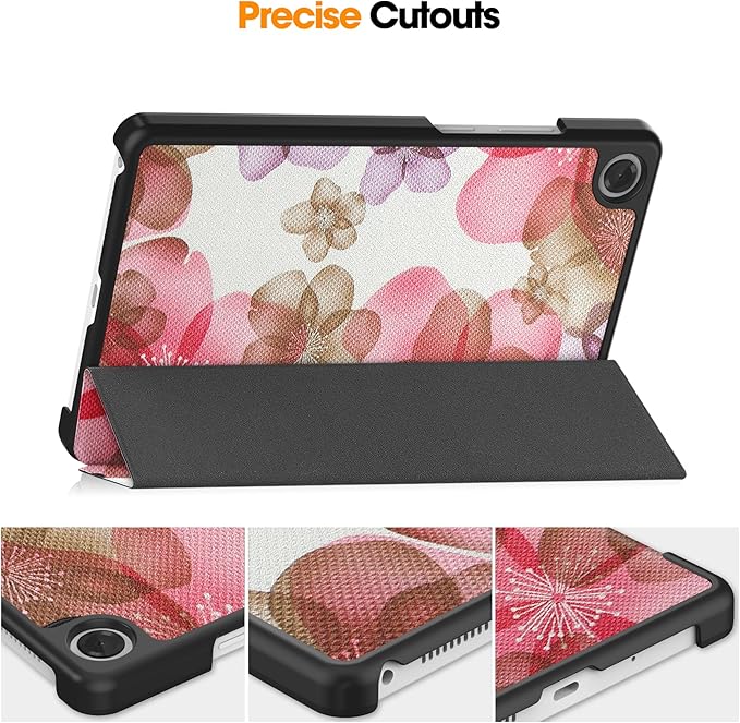 Case for Lenovo Tab One 8.7'' / Tab K9, Folding Folio Ultra-Thin PU Leather Stand Case Cover with Auto Wake/Sleep for Lenovo Tab K9 8.7 Inch Flower