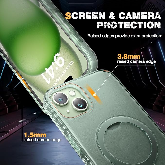 Diaclara Designed for iPhone 15 Plus Case with Stand, [with Privacy Screen Protector] [Anti Spy] [Military Grade Drop Protection] Heavy Duty Full-Body Shockproof Phone Case, Clear