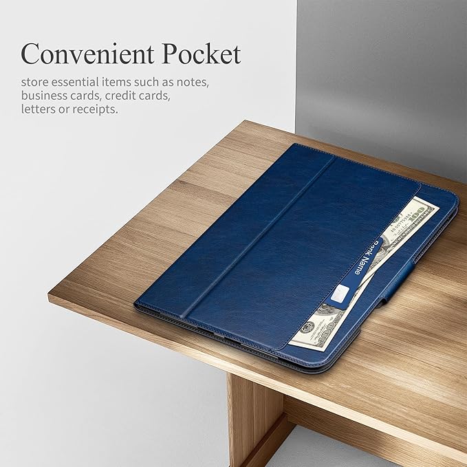 auaua Case for iPad Air 11 Inch M3/M2 (2025/2024), iPad Air 5th/4th Generation (2022/2020), with Pencil Holder and Pocket, Typing Angle Muti-Stand Magnetic Closure Auto Sleep/Wake (Blue)