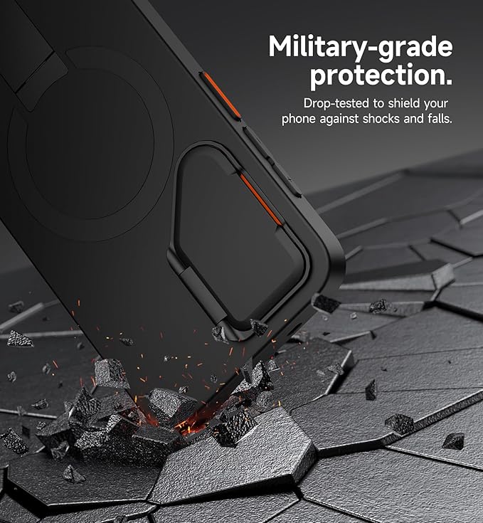 SURITCH for Samsung Galaxy S25+ Plus Phone Case, Magnetic Shockproof Protective Cover with Camera Cover & Adjustable Metal Kickstand for Galaxy S25+ Plus(2025)-Black