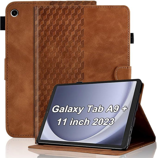 Case for Samsung Galaxy Tab A9 Plus 11 Inch Cover 2023 Magnetic PU Leather Folio Adjustable Stand Shell Foldable Card Holder Multi-Angle Galaxy Tab A9 Plus,Brown