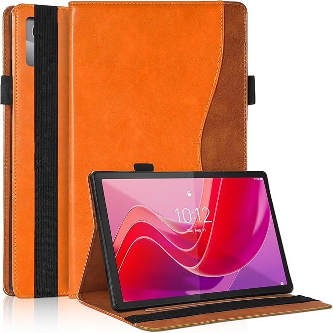 Case for Lenovo Tab M11 / K11 LTE 11 Inch (TB330FU) Business Premium PU Leather Protective Case with Elastic Band & Card Holder - Orange