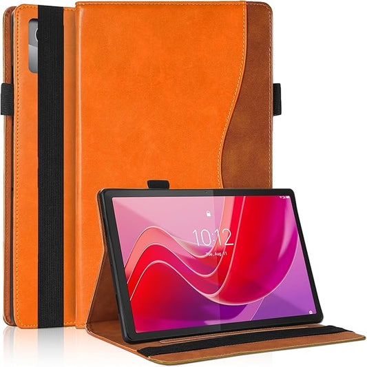 Case for Lenovo Tab M11 / K11 LTE 11 Inch (TB330FU) Business Premium PU Leather Protective Case with Elastic Band & Card Holder - Orange