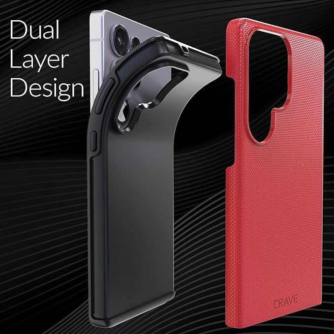 Crave Dual Guard Compatible with Samsung Galaxy S25 Ultra Case, Shockproof Protection Dual Layer Case for Samsung Galaxy S25 Ultra - Red