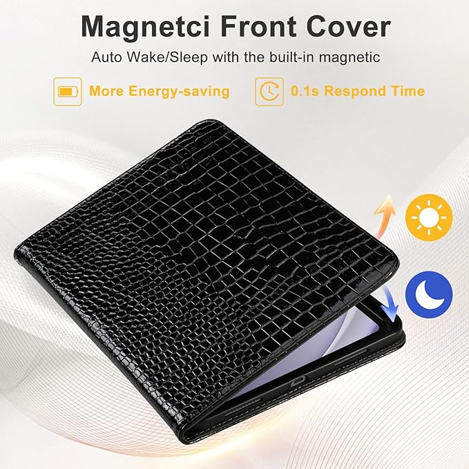 Elegant Case for Samsung Galaxy Tab A9 Plus 11 Inch 2023（Model: SM-X210/X216/X218）, Premium Leather Crocodile Cover | Stand | Card Pockets| Wrist Strap| S Pen Holde for Women Girls(Black)