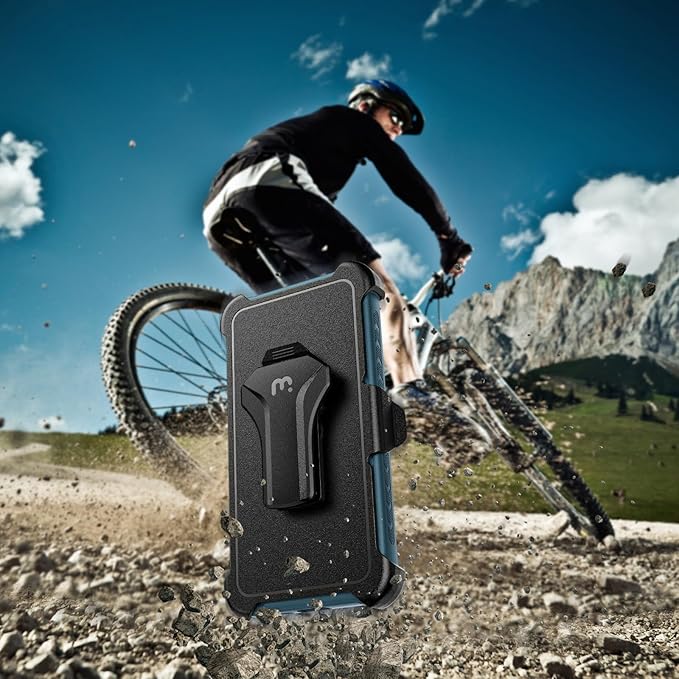 M MYBAT PRO Maverick Series for Samsung Galaxy S25 Case with Belt Clip Holster, Heavy Duty Military Grade Drop Protective Case w 360° Rotating Stand (No Screen Protector) Blue