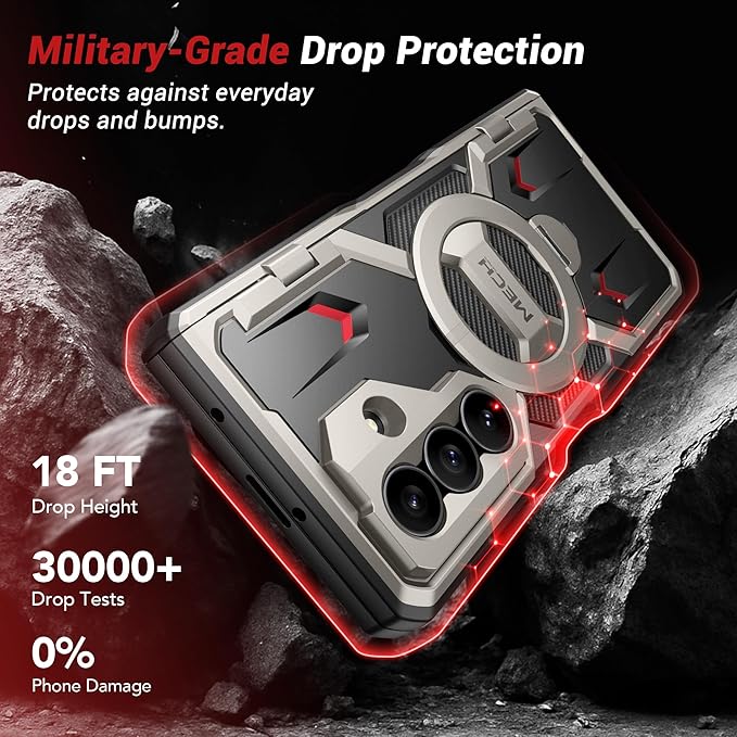 TONGATE 360° Spin Magnetic Stand for Z Fold 7 Case with Privacy Screen Protector, [Compatible with Magsafe] [Anti Spy] [360° Ring Holder] Full-Body Shockproof Case for Samsung Galaxy Z Fold 7, Tigray