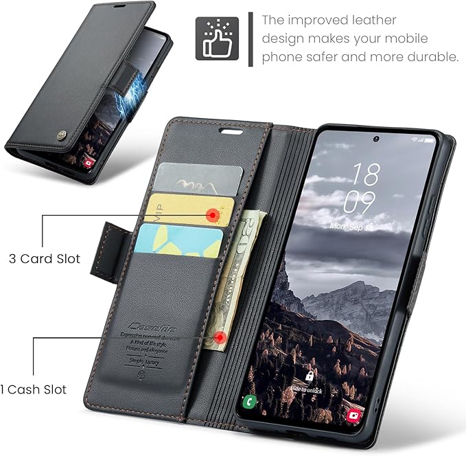 Case for Samsung Galaxy S24 Plus Wallet Case, RFID Blocking PU Leather Flip Folio Cover Card Holder Kickstand Shockproof Phone Case Compatible with Samsung Galaxy S24 Plus, Black