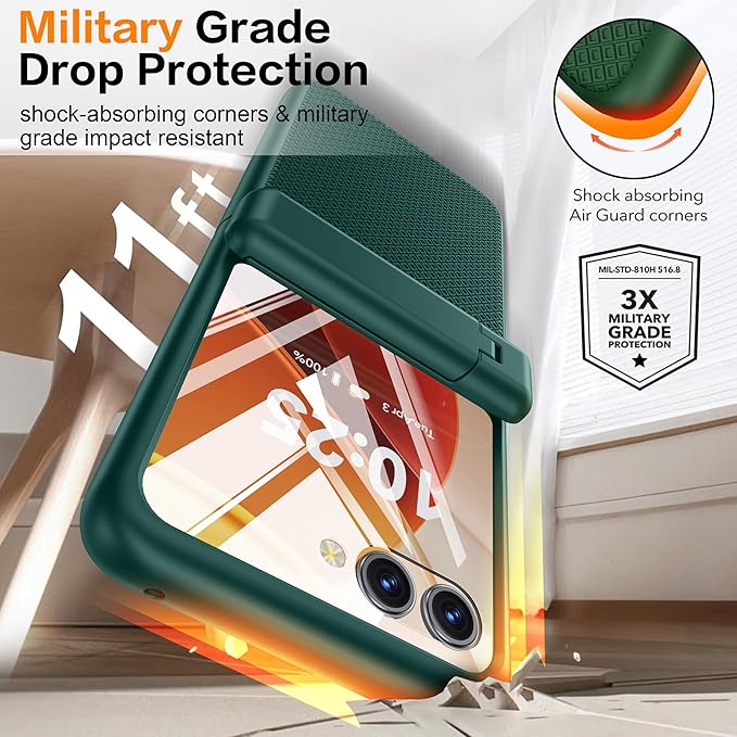 Oterkin Magnetic for Samsung Galaxy Z Flip 7 Case with [Built-in Screen Protector & Hinge Protection][Foldable Invisiable Stand] Military Grade Shockproof Full Body Protection Case for Galaxy Z Flip 7