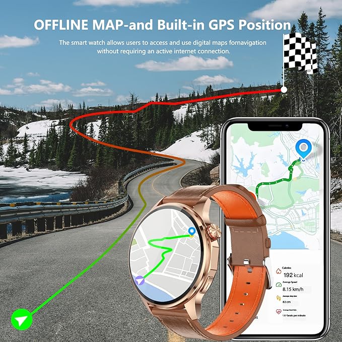 Smart Watches for Men/Women,1.46" Fitness Tracker (Make Calls/Text),GPS and Offline Maps Navigation,5 Satellite Systems,Health,Compass/Altitude/Barometer,100+Sports Mode for Android iOS with 2 Straps