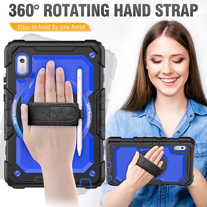 HXCASEAC Case for Lenovo Tab M9 2024/2023 (TB-310FU), with Screen Protector/Rotating Hand Strap/Sturdy Stand, Protective Cover for Lenovo M9 Tablet Case 9 inch, Blue
