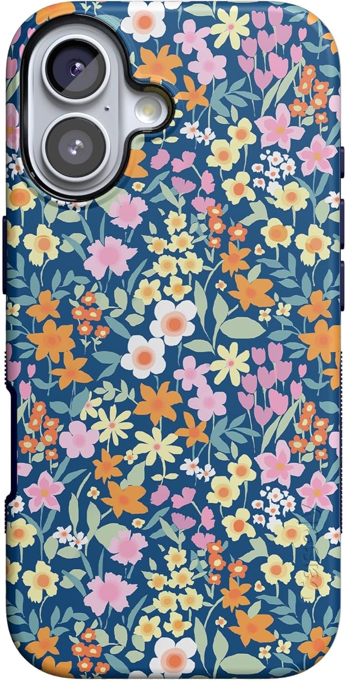 Casely iPhone 17 Case | Full Bloom | Navy Floral | Compatible with MagSafe | Bold Protective Design