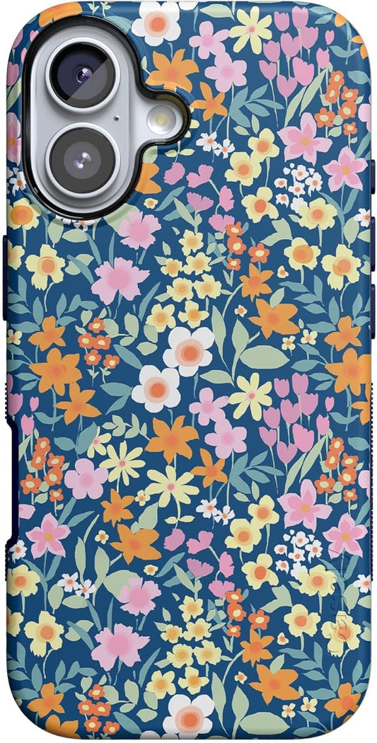 Casely iPhone 17 Case | Full Bloom | Navy Floral | Compatible with MagSafe | Bold Protective Design