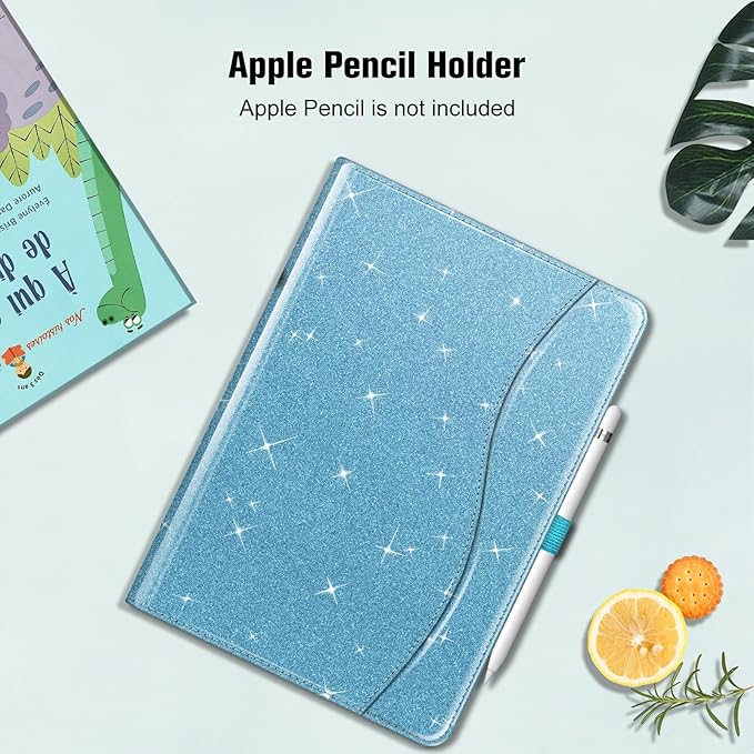 Fintie Case for iPad 9th / 8th / 7th Generation (2021/2020/2019) 10.2 Inch - [Corner Protection] Multi-Angle Viewing Stand Cover with Pocket & Pencil Holder, Auto Sleep Wake, Glittering Blue