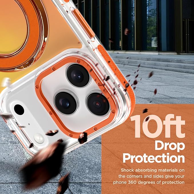 MOWIME Magnetic for iPhone 17 Pro Case with Stand [Compatible with Magsafe] [Cute Fashion Fluorescent Design] [1 Screen Protector] Slim Translucent Matte Case for iPhone 17 Pro 6.3" 2025, Orange