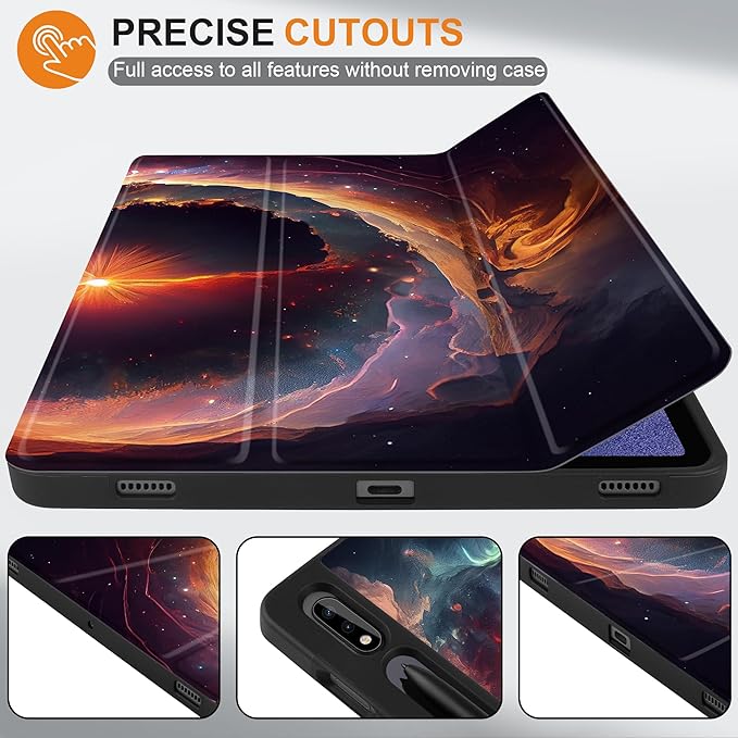 Case for Samsung Galaxy Tab S8 2022 & S7 2020, Shockproof Tablet Case for Samsung Tab S8/S7 11 inch with Auto Sleep/Wake & Trifold Stand & Soft TPU Back Cover, Galaxy Sky