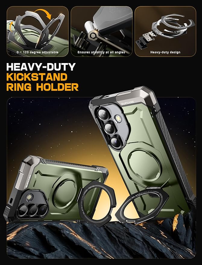 SUPCASE for Samsung Galaxy S25 Case with Stand (Unicorn Beetle Grip), [Compatible with MagSafe] [Military-Grade Drop Protection] Heavy Duty Shockproof Magnetic Phone Case for Galaxy S25 6.2", Guldan