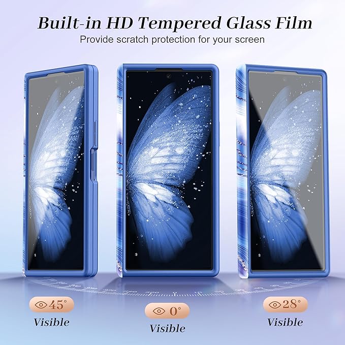 GVIEWIN for Samsung Galaxy Z Fold 7 Case Built-in HD Screen Protector [Compatible with Magsafe][Hidden Kickstand] Magnetic Full-Body Hinge Protection Slim Phone Case for Z Fold 7, Aurora/Azure Blue