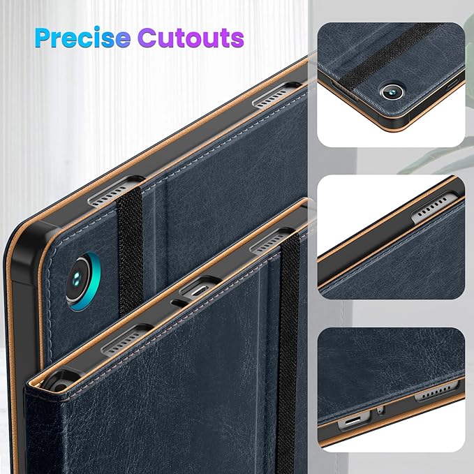 DTTO for Samsung Galaxy Tab A9 Plus 11 inch Case 2023, Premium Leather Business Folio Stand Cover with Hand Strap for Galaxy Tab A9+ 11'' 2023 Model (SM-X210/X216/X218) - Auto Wake/Sleep, Blue
