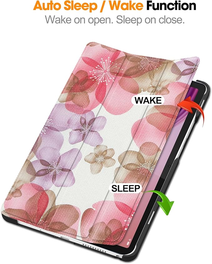 Case for Lenovo Tab One 8.7'' / Tab K9, Folding Folio Ultra-Thin PU Leather Stand Case Cover with Auto Wake/Sleep for Lenovo Tab K9 8.7 Inch Flower