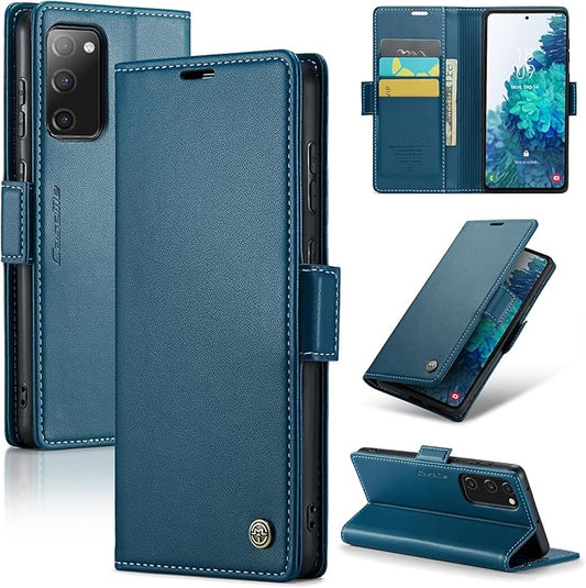 Case for Samsung Galaxy S20 FE Wallet Case, RFID Blocking PU Leather Flip Folio Cover Card Holder Kickstand Shockproof Phone Case Compatible with Samsung Galaxy S20 FE, Blue