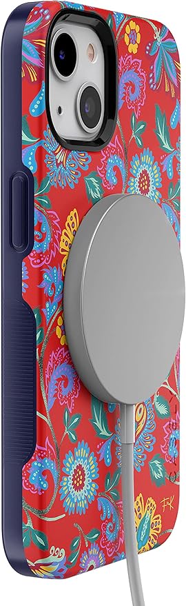 Casely iPhone 14 Case | Painted Flowers | Frida Kahlo Floral Girly | Compatible with MagSafe | Bold Protective Design