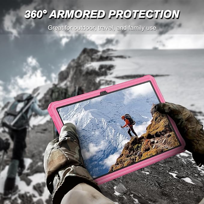 Fintie Shockproof Case for Samsung Galaxy Tab A9 Plus/A9+ 5G 11 Inch 2023 Model (SM-X210/X216/X218), Tuatara Rugged Unibody Hybrid Bumper Kickstand Cover Built-in Screen Protector, Magenta