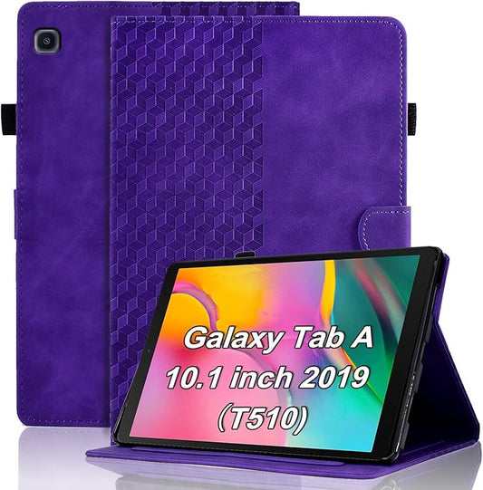 Case for Samsung Galaxy Tab A 10.1 2019 Model SM-T510/T515/T517 Magnetic Shell Foldable Cover with Card Holder Multi-Angle Galaxy Tab T510,Purple