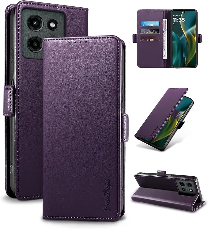 Wallet Flip Case for Moto G 5G (2025) - [RFID Blocking] Luxury PU Leather Card Holder Magnetic Phone Cover with Kickstand,Shockproof Protective Case,Purple