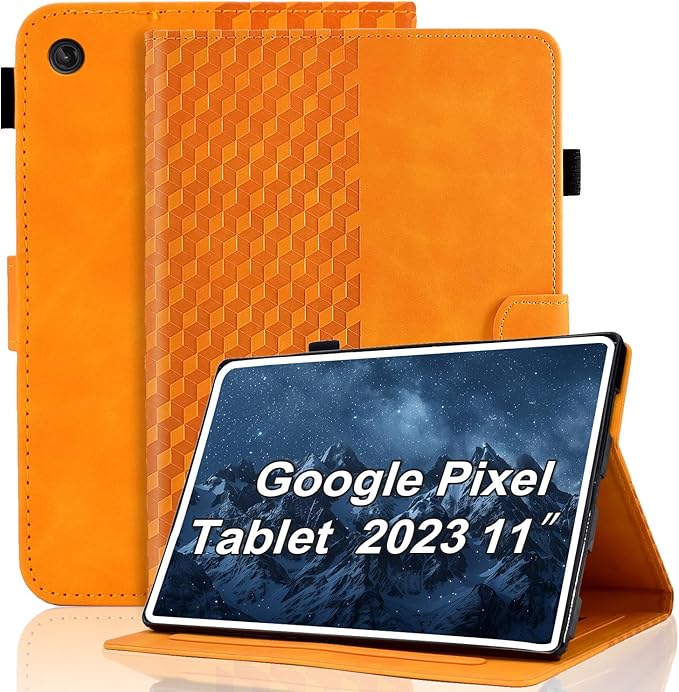 Case for Google Pixel Tablet 11 inch 2023 Magnetic PU Leather Folio Adjustable Stand Case with Card Holder Multi-Angle Viewing Flip Cover for Pixel 11" - Orange