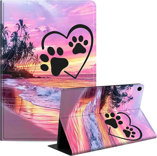 Case for Samsung Galaxy Tab A9 8.7-Inch 2023, Slim PU Leather Stand Cover with Auto Wake/Sleep, Multi-Angle Viewing & Shockproof, Pink Seascape