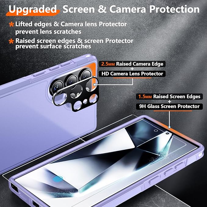 Red2Fire for Samsung Galaxy S24 Ultra Case, [Military Grade Drop Protection] Non-Slip Heavy Duty Full Body Shockproof Protection Phone Case for S24 Ultra Case 6.8 inch, Purple