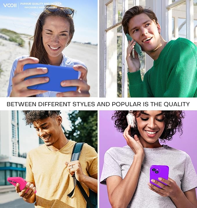 Vooii Compatible with iPhone 15 Plus Case, Upgrade Liquid Silicone [Enhanced Camera Protection] [Soft Anti-Scratch Microfiber Lining] Shockproof Phone Case for iPhone 15 Plus 6.7 inch - Neon Purple