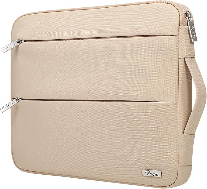 Voova 14 15 Inch Laptop Sleeve Case, Waterproof Computer Bag Cover Compatible with MacBook Air 15 M2/M3/M4 2022-2025, MacBook Pro 15, Hp chromebook 14, 14-15” Dell Lenovo Acer Asus, Apricot