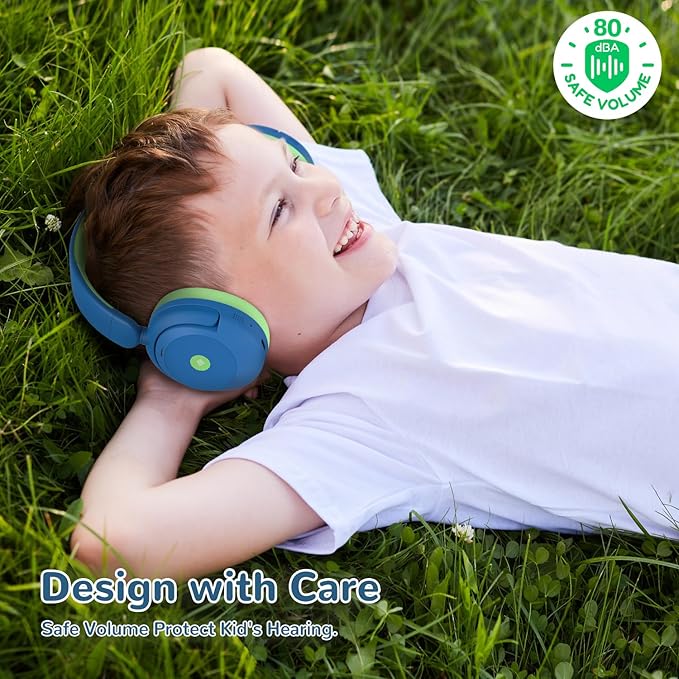 iClever BTH20 Active Noise Cancelling Headphones for Kids, 60H Play Time,Type C Fast Charging, Safe Volume 80dBA, Bluetooth5.4, Award-Winning Kids Headphones Wireless for iPad Tablet Airplane, Blue