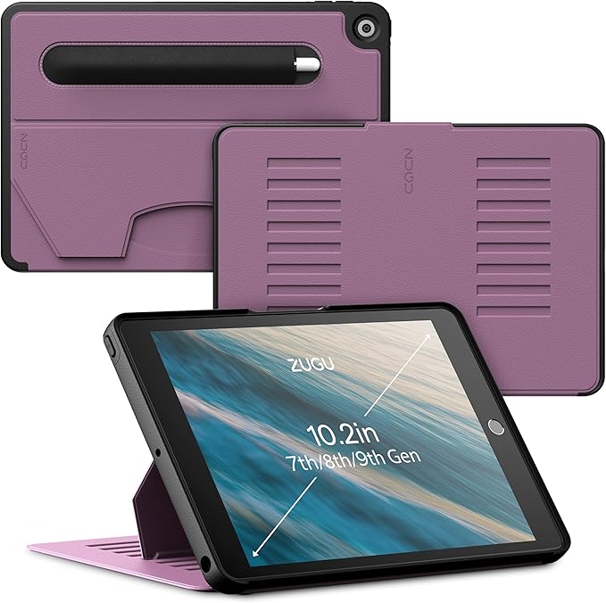 ZUGU CASE for 10.2 Inch iPad 7th / 8th / 9th Generation Case (2021/2020/2019), Protective, Thin, Sleek Design, Magnetic Stand, Sleep/Wake Cover, Magnetic Cover, Berry Purple